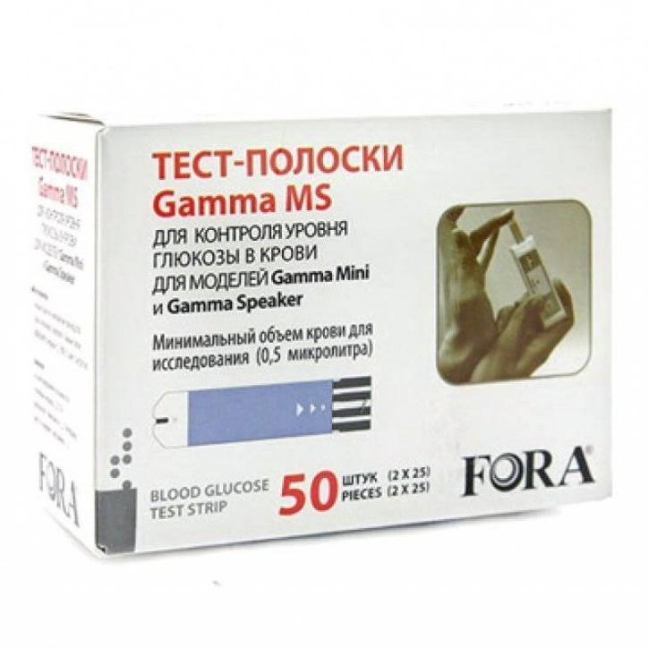 Тест-полоски Gamma MS для глюкометров Gamma mini, Gamma Speaker № 50