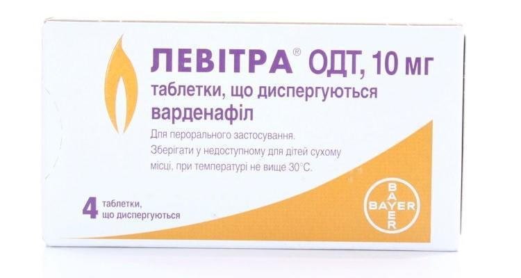 Левитра ОДТ тілдік таблеткалар 10 мг № 4