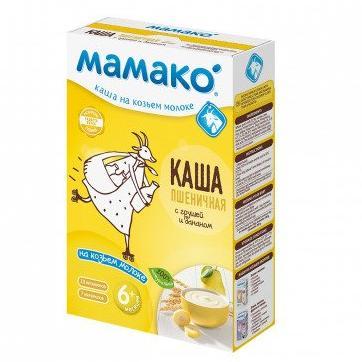 Мамако каша на козьем молоке пшеничная с грушей и бананом 200 гр