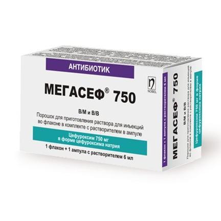 Мегасеф порошок для инъекций 750 мг № 1