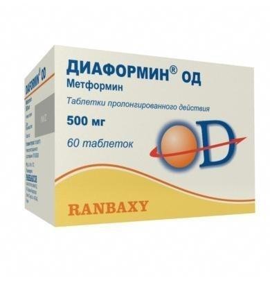 Диаформин таблеткалар 500 мг № 60