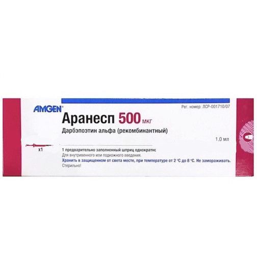 Аранесп раствор для инъекций 500 мг/мл 1 мл № 1