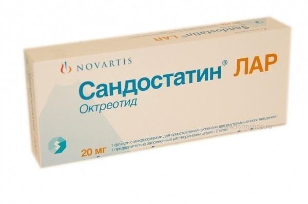 Сандостатин ЛАР микросферы для приготовления суспензии для инъекций 20 мг № 1
