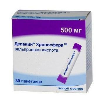 Депакин хроносфера түйіршіктер 500 мг № 30