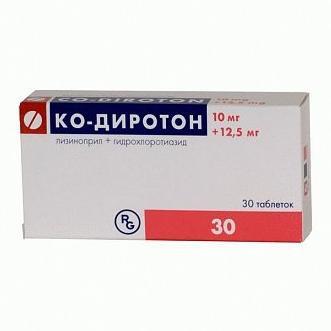 Ко-Диротон таблетки 10 мг/12,5 мг № 30