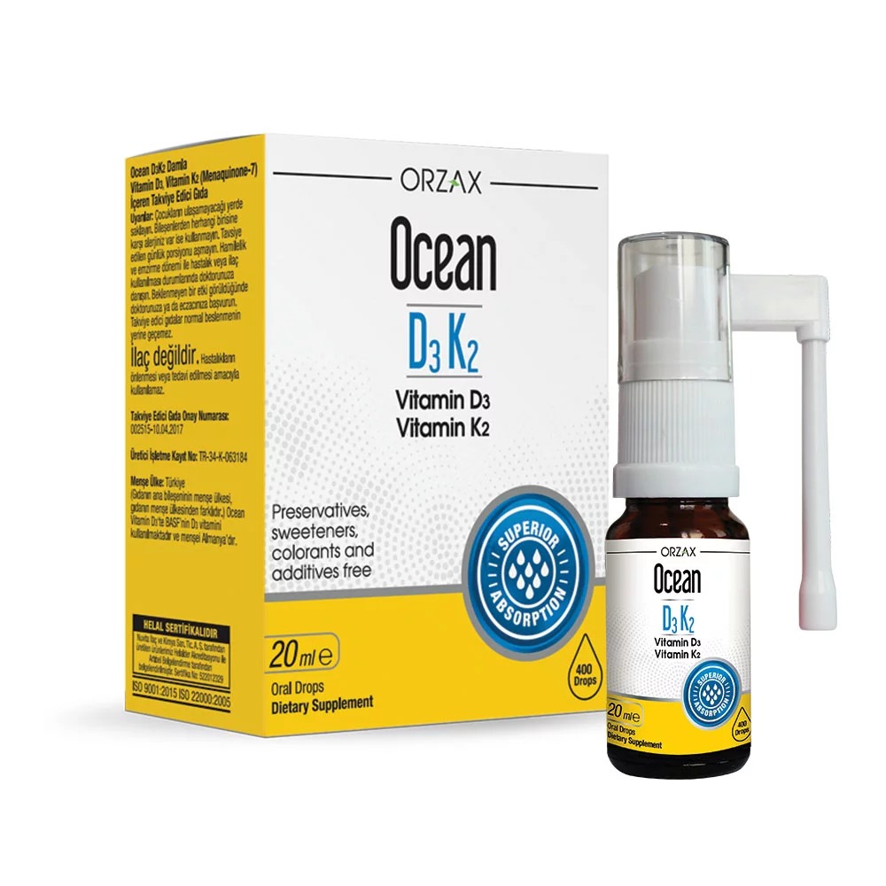 Orzax Ocean Витамин Д3 + К2 тамшылар 20 мл